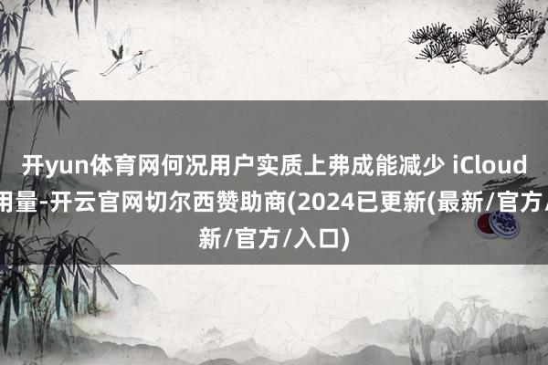 开yun体育网何况用户实质上弗成能减少 iCloud 的使用量-开云官网切尔西赞助商(2024已更新(最新/官方/入口)